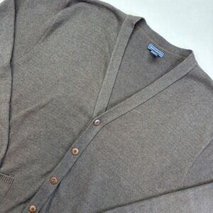 SADDLEBRED Mens‎ XXL Cardigan Sweater Button Front Pockets Brown Cotton Blend